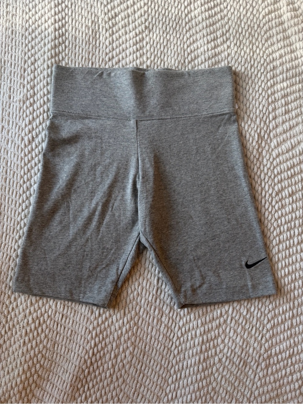 Nike Women's Light Gray High-Rise Bike Shorts with Swoosh